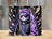 Cat wearing sunglasses and hoodie with abstract purple shapes.