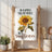 Sunflower with "Be a sunflower" text on a kitchen towel.