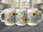 Mug with "MOM" in leopard print and floral design, featuring sunflowers.