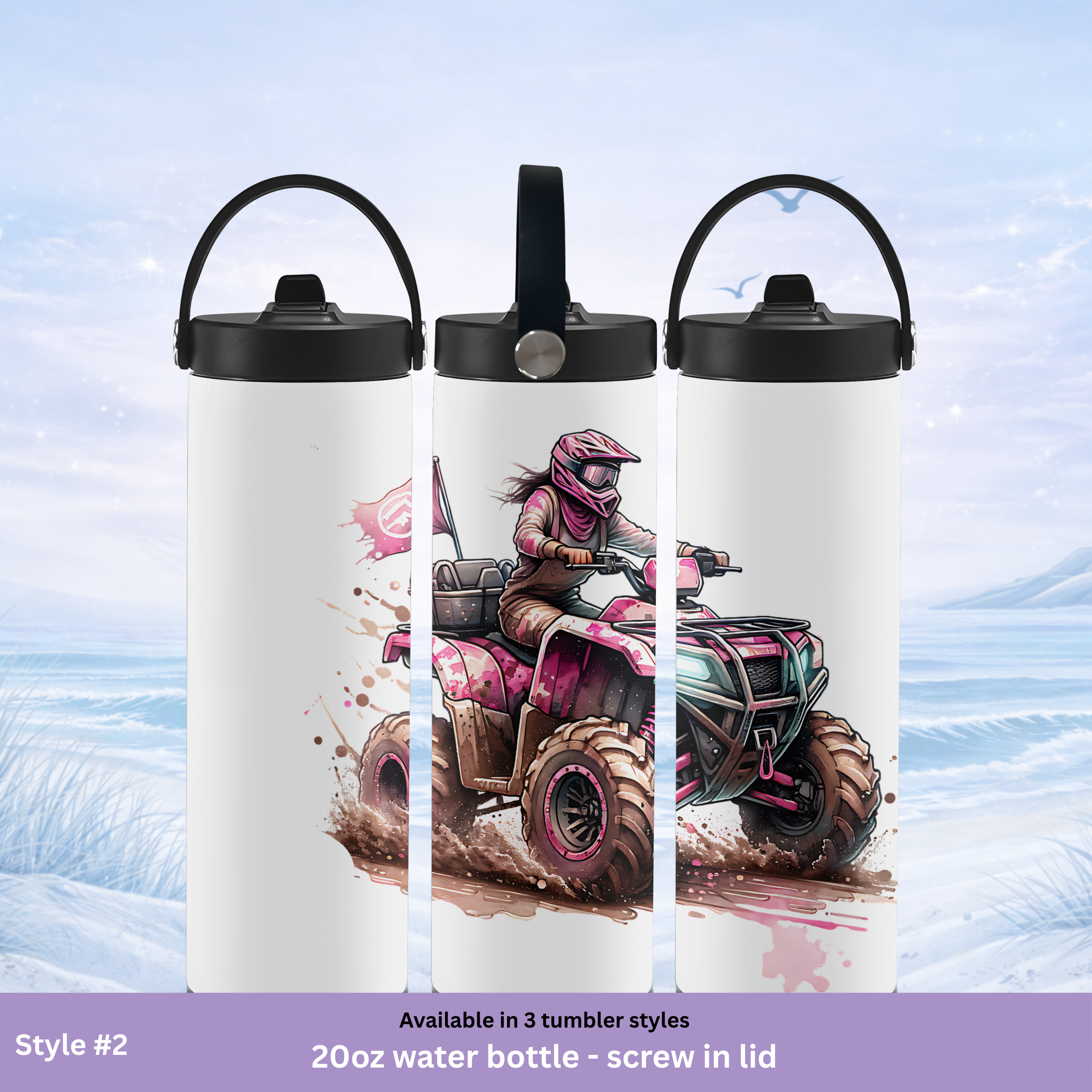 ATV girl stainless steel tumbler mud riding adventure