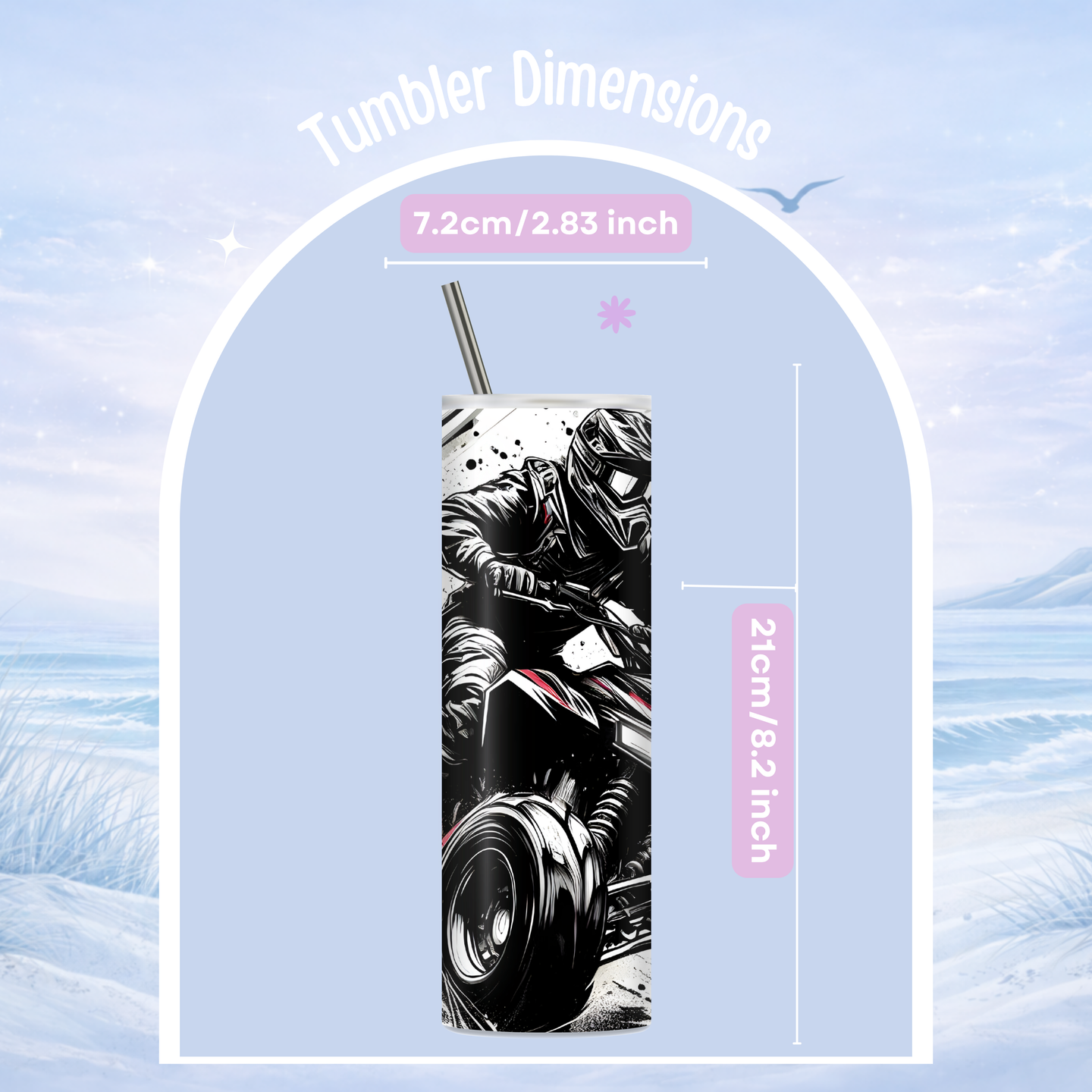 ATV off road tumbler extreme sports drinkware design