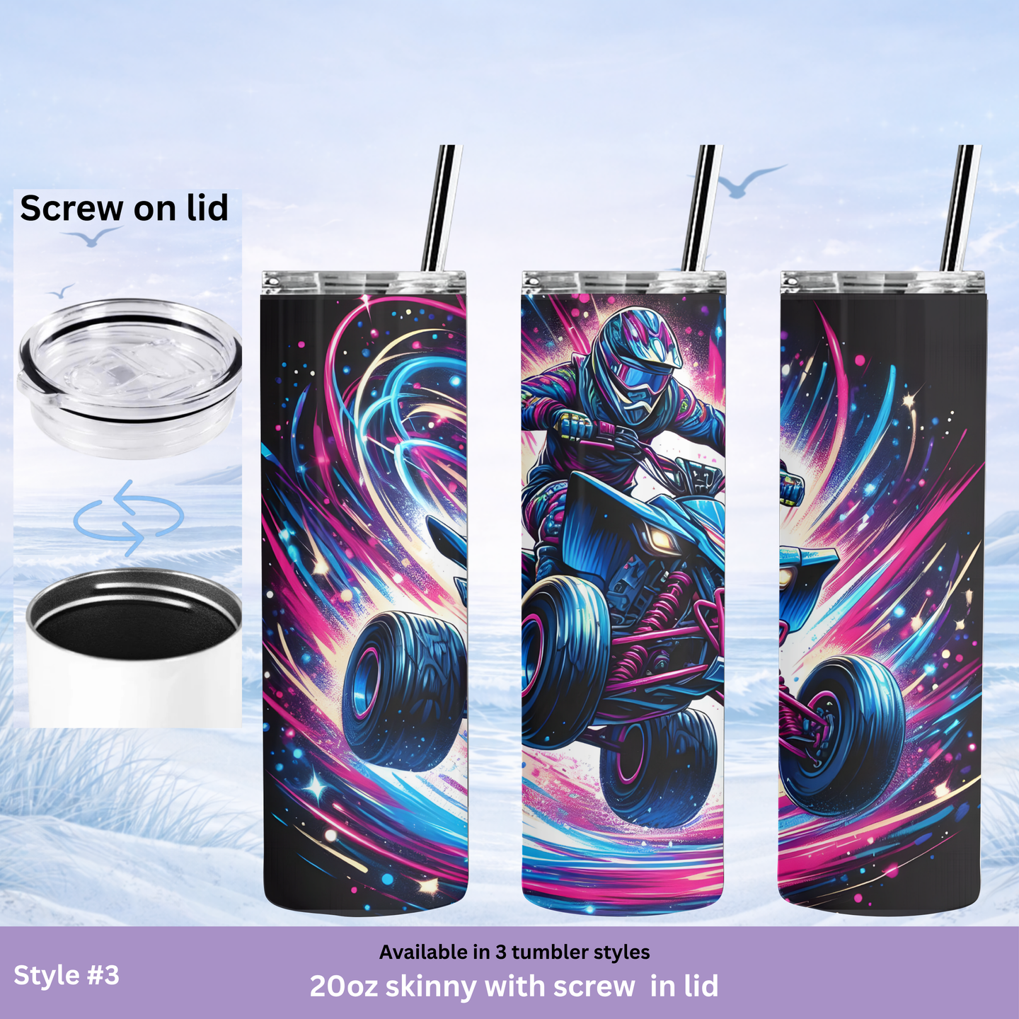 ATV rider stainless steel tumbler extreme sports drinkware