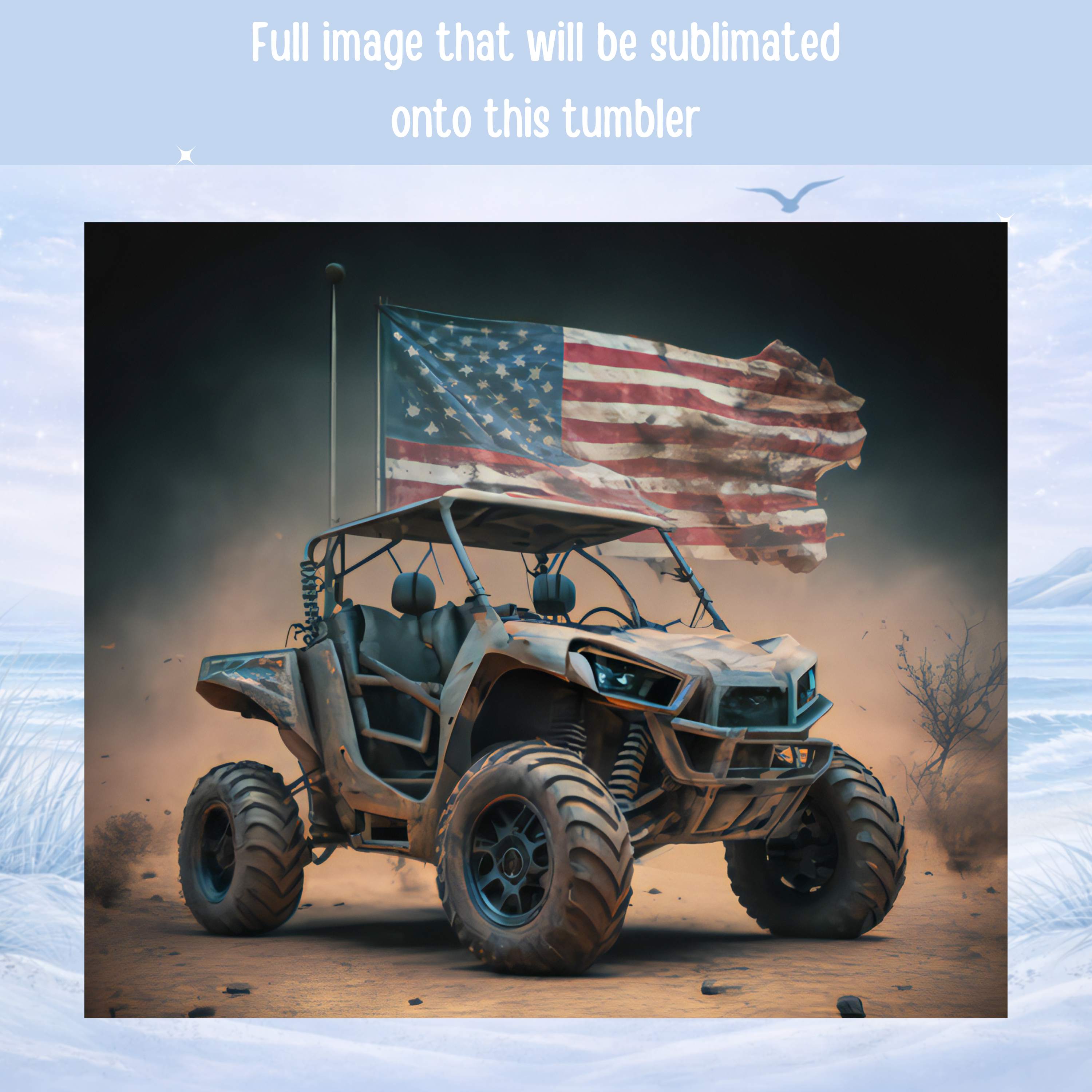 ATV tumbler USA flag off road vehicle insulated cup