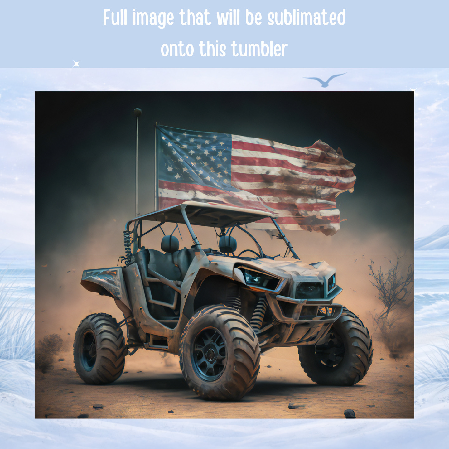 ATV tumbler USA flag off road vehicle insulated cup