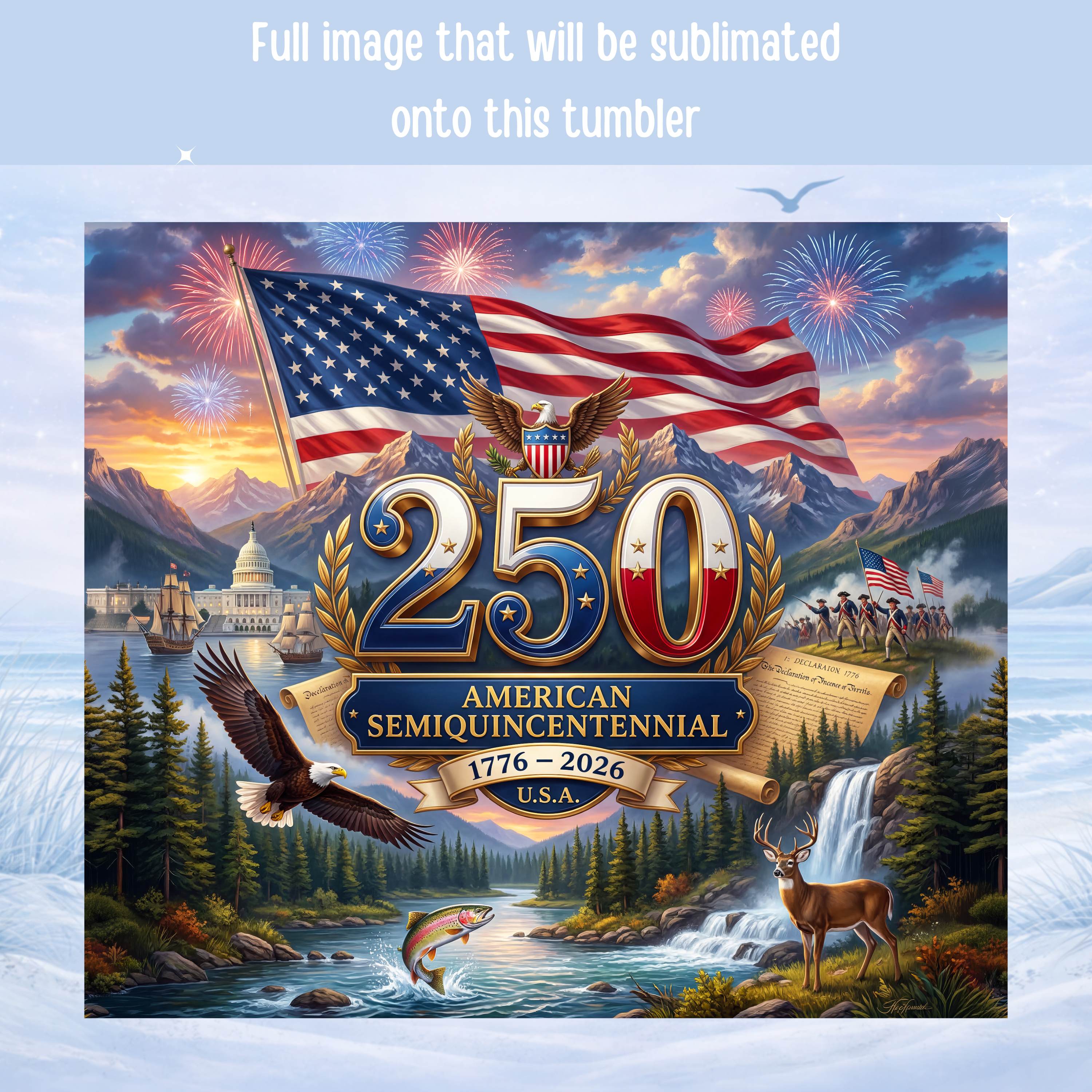 American flag eagle mountain stainless steel insulated tumbler