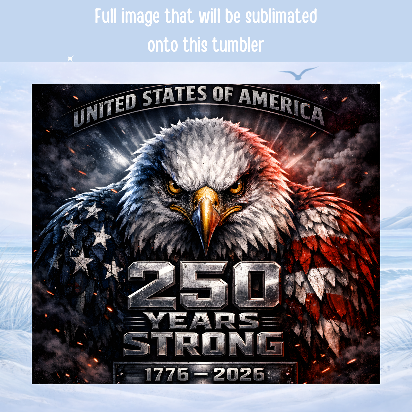 American flag eagle stainless steel insulated tumbler