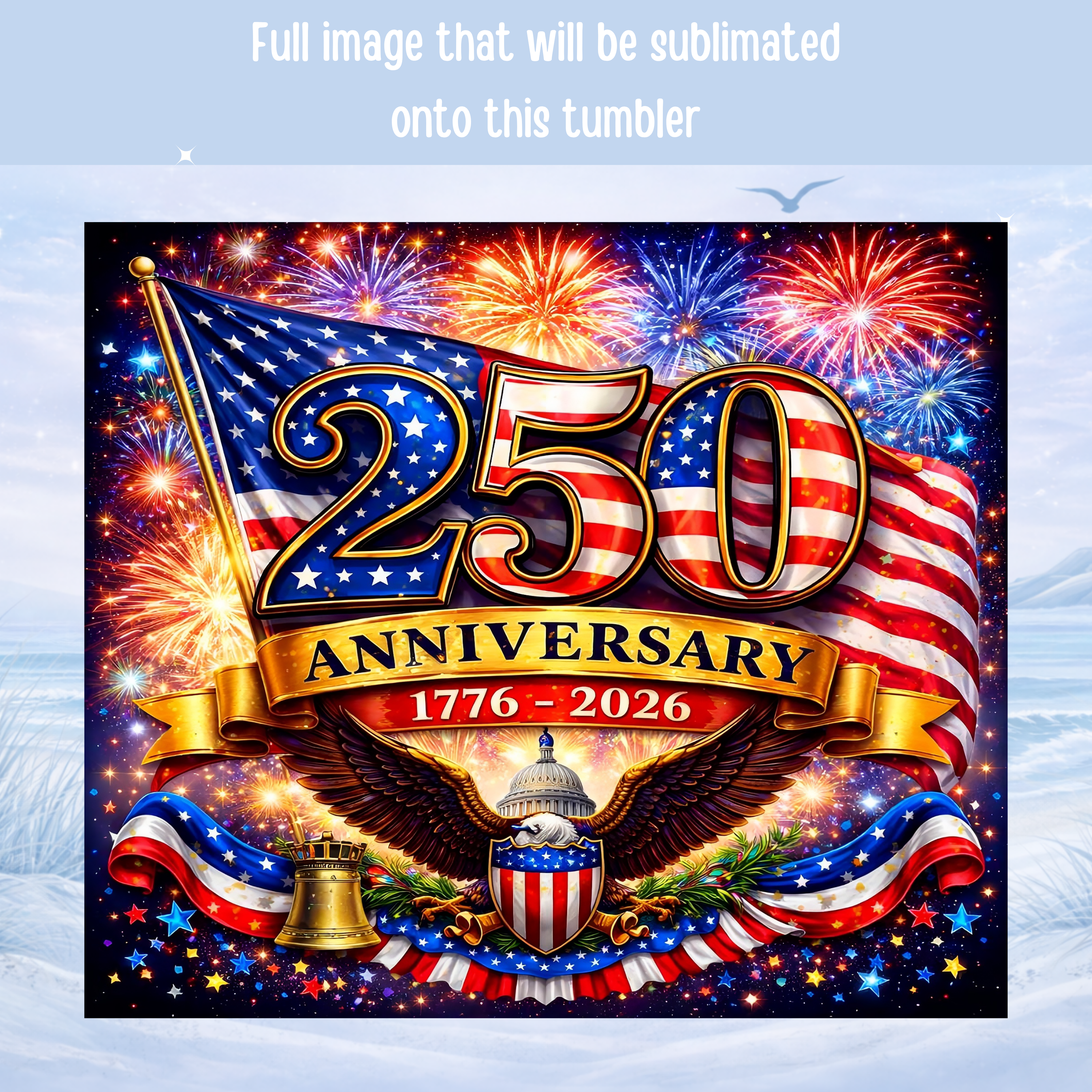 American flag fireworks stainless steel insulated tumbler