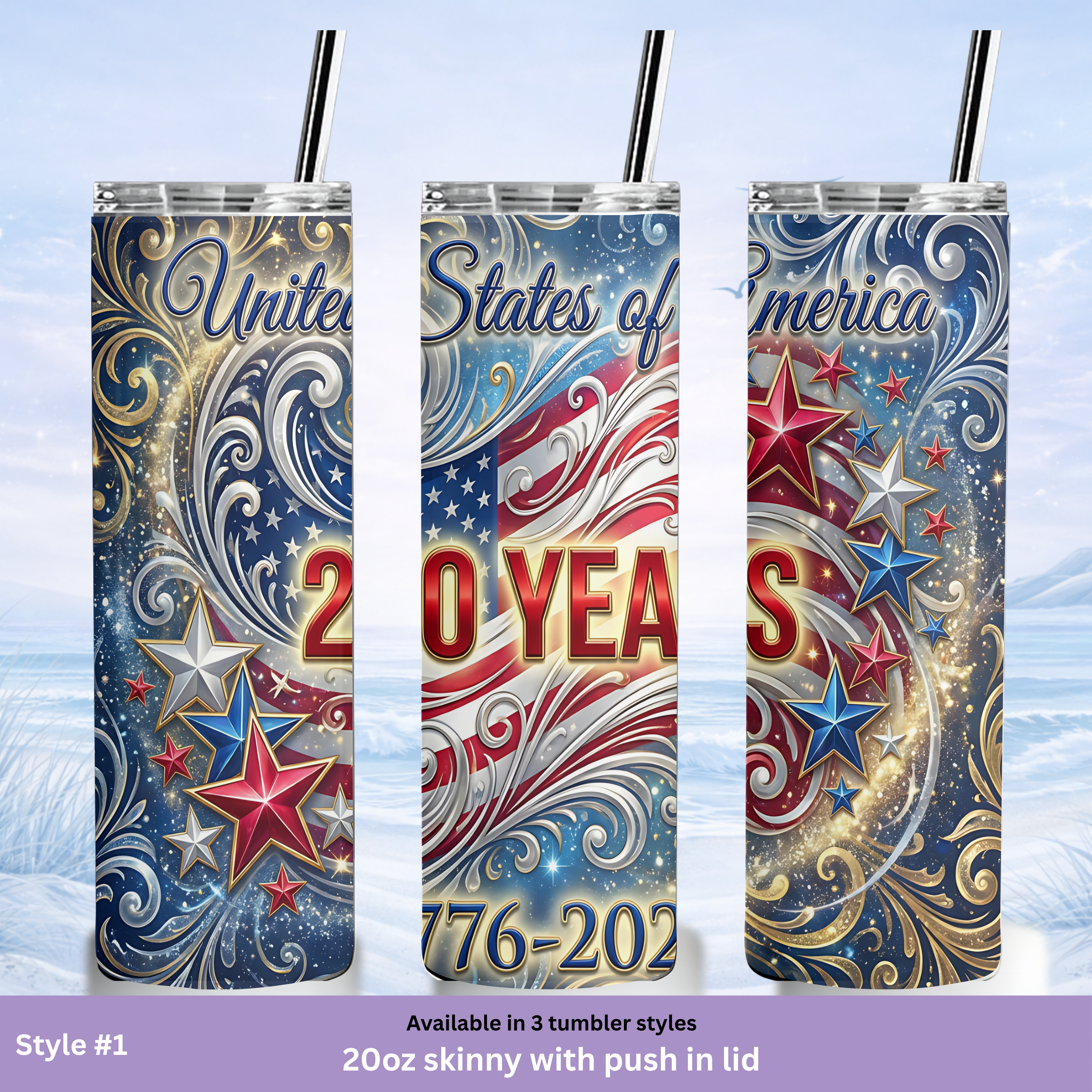 American patriotic drinkware 250 year celebration tumbler