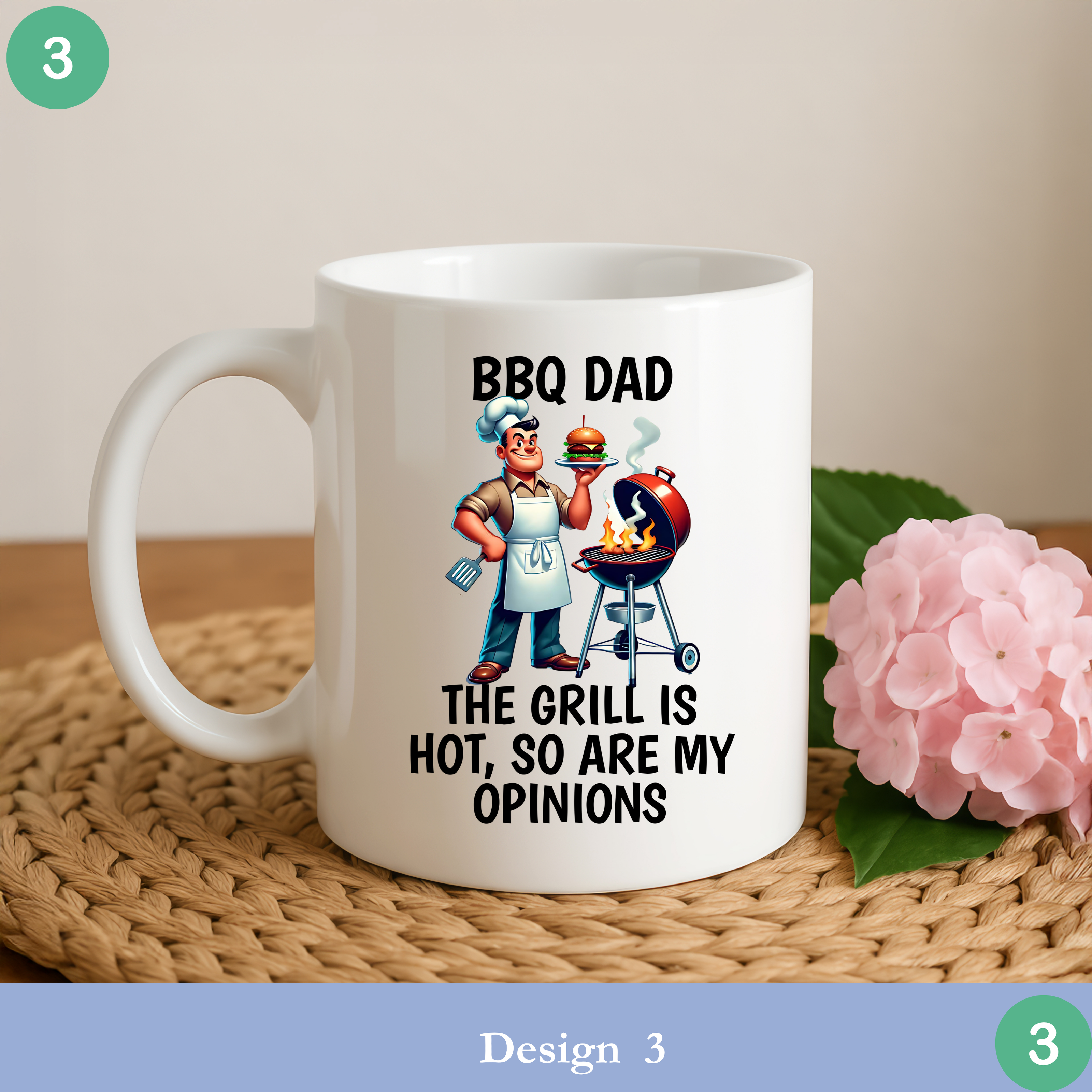BBQ dad mug grill is hot so are my opinions funny dad mug gift