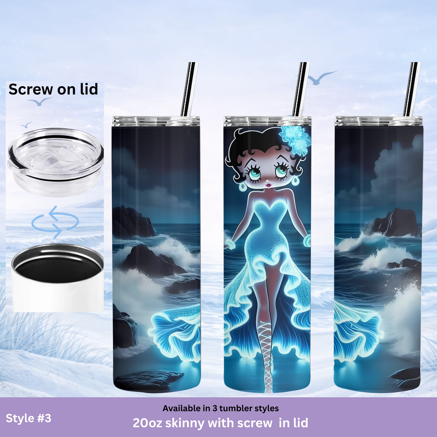 Betty Boop gift tumbler beach lover retro style drinkware