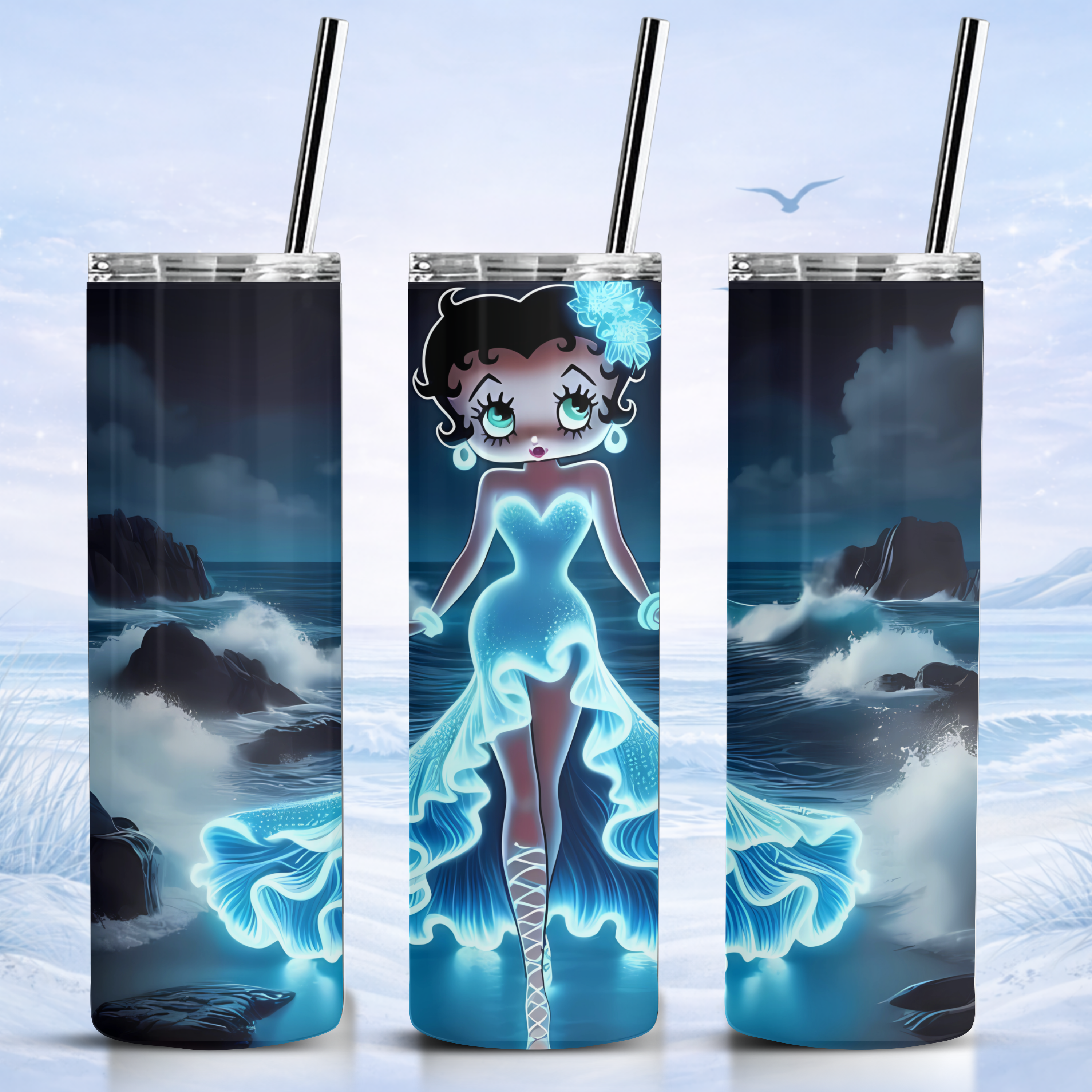 Betty Boop tumbler ocean glow coastal design insulated cup