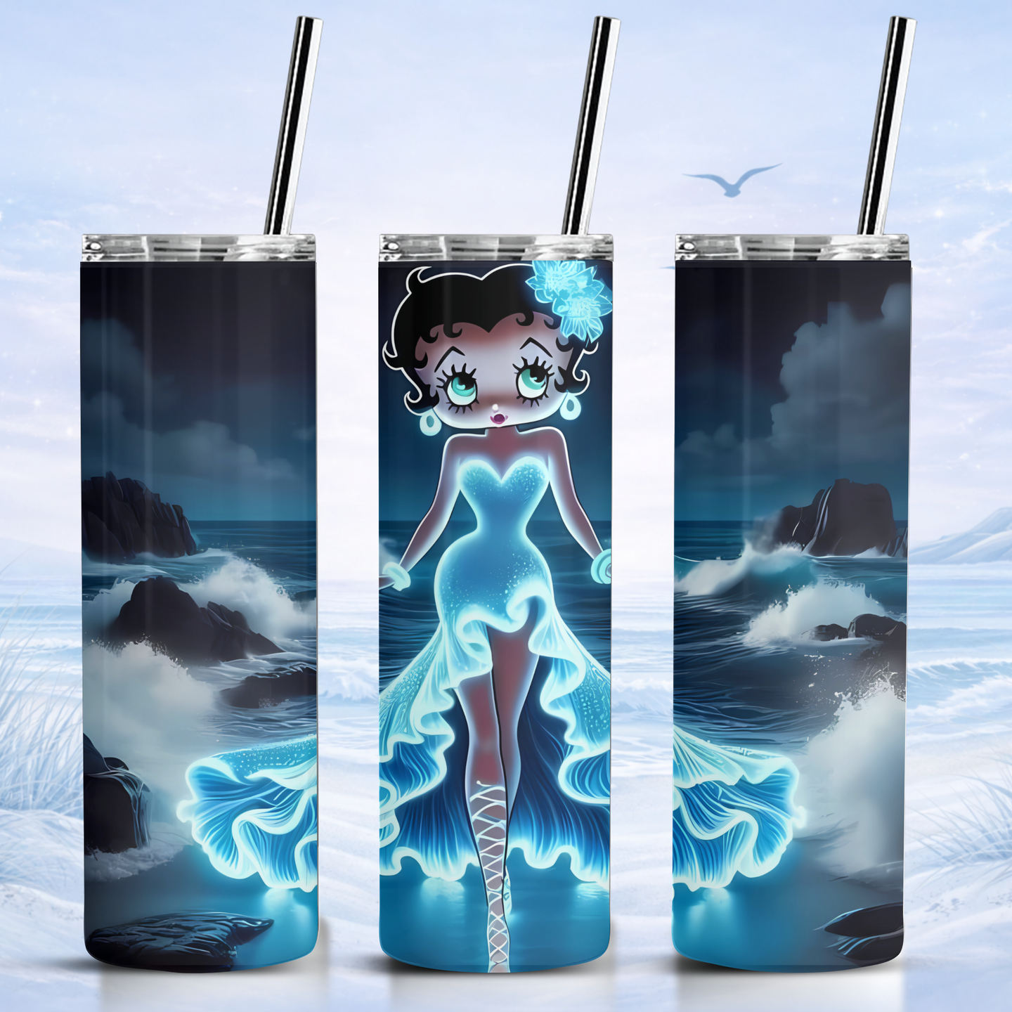 Betty Boop tumbler ocean glow coastal design insulated cup