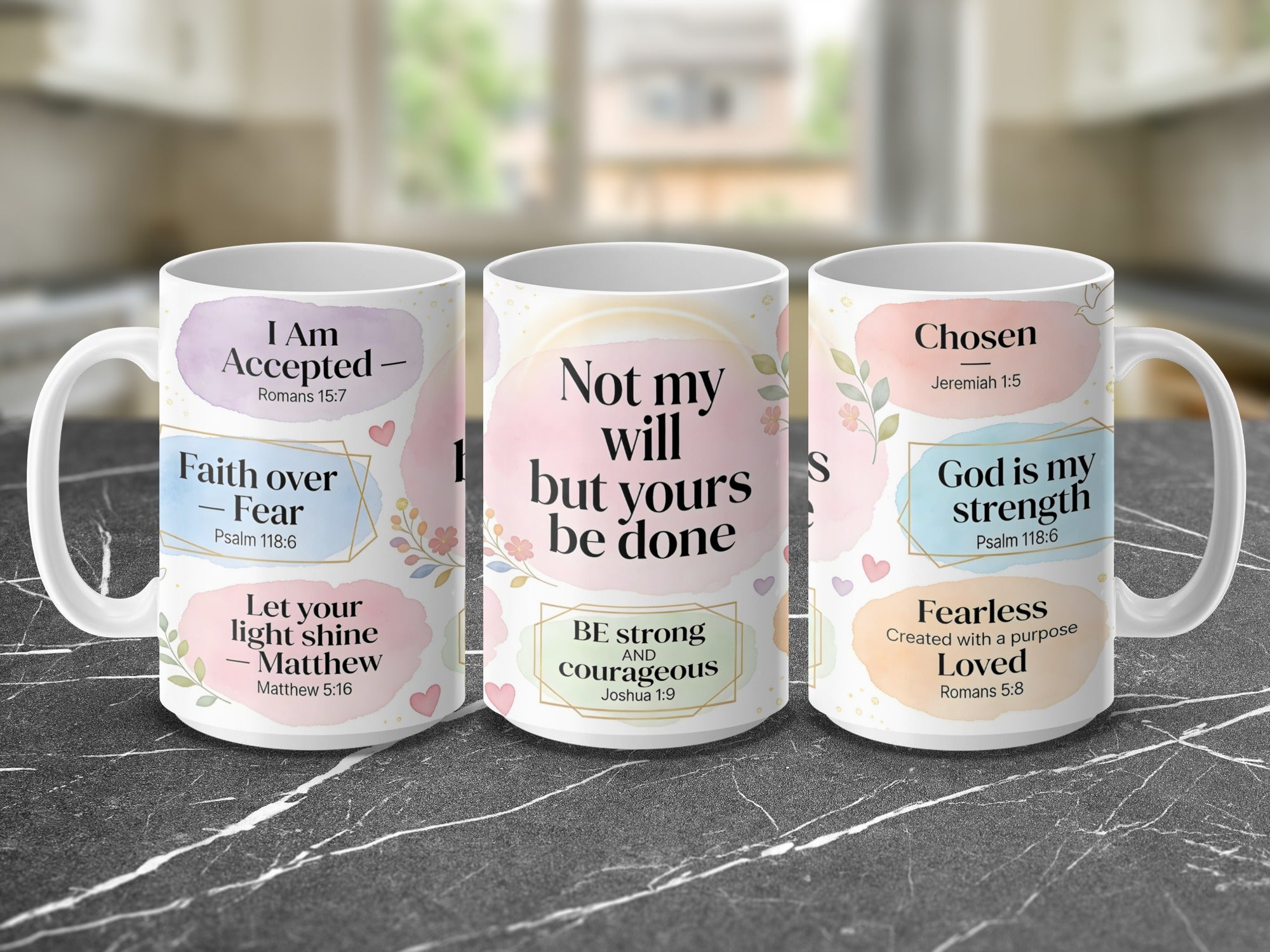 Bible verse mug with encouragement and spiritual growth theme