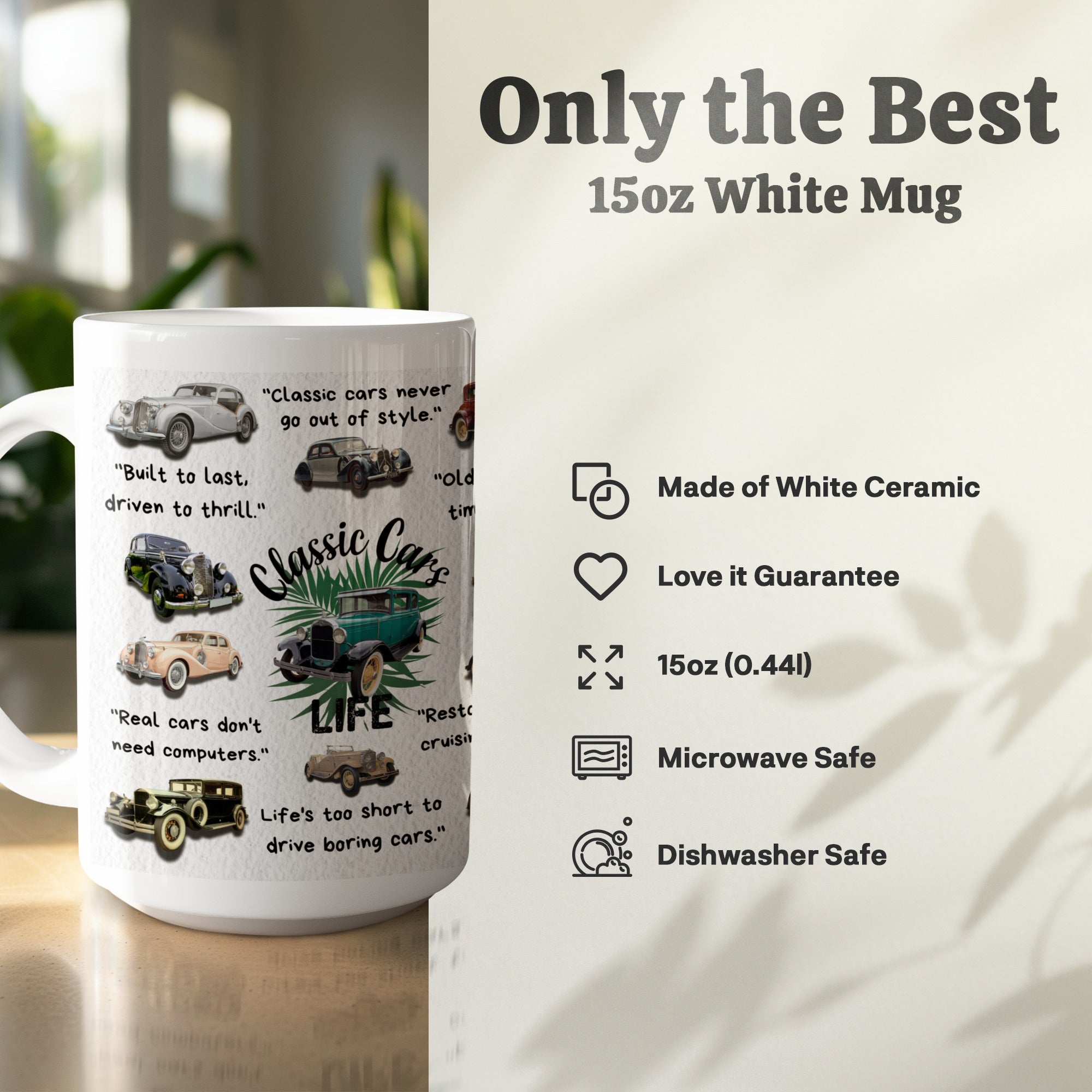 Classic cars gift mug for men and car collectors