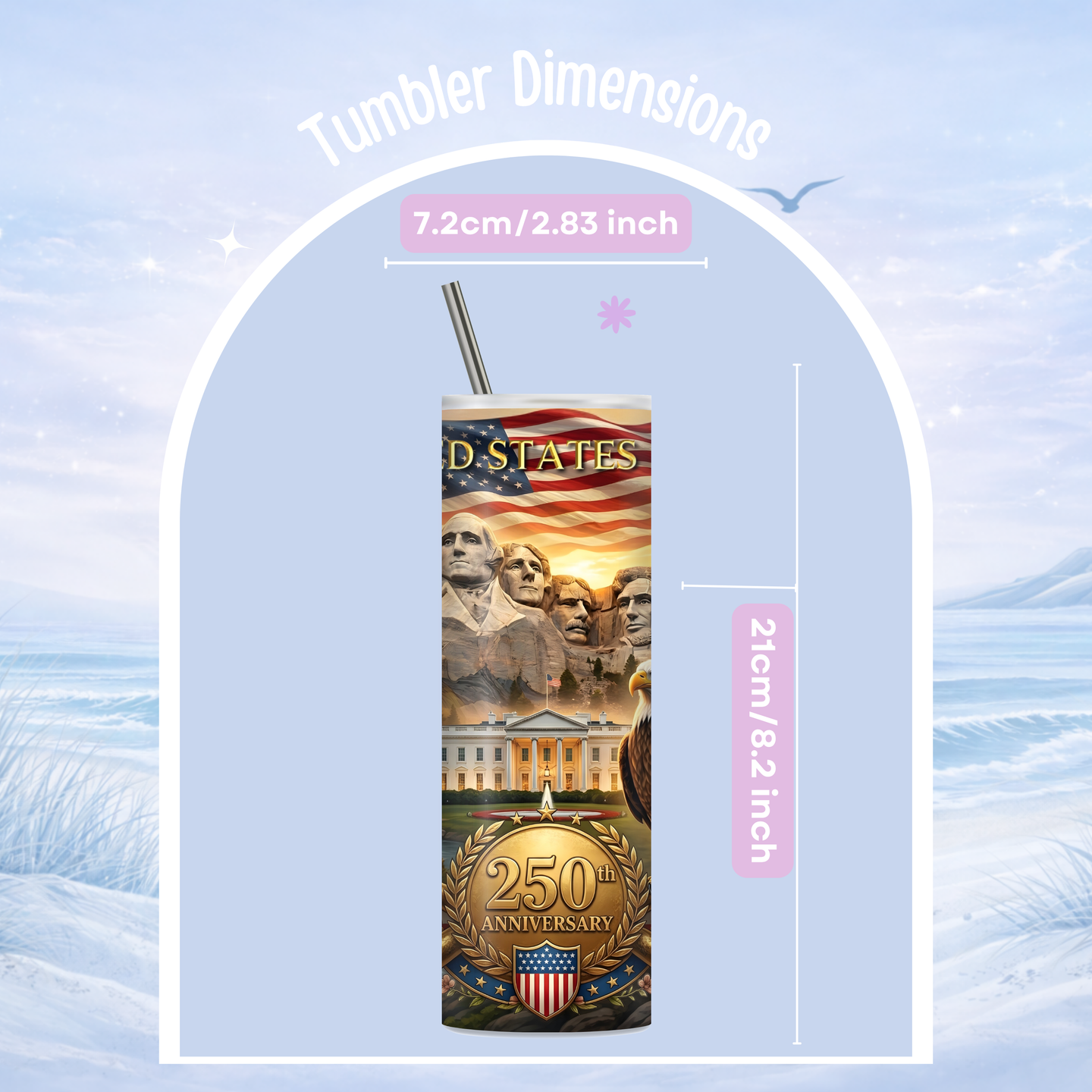 Fourth of July USA landmarks tumbler patriotic drinkware