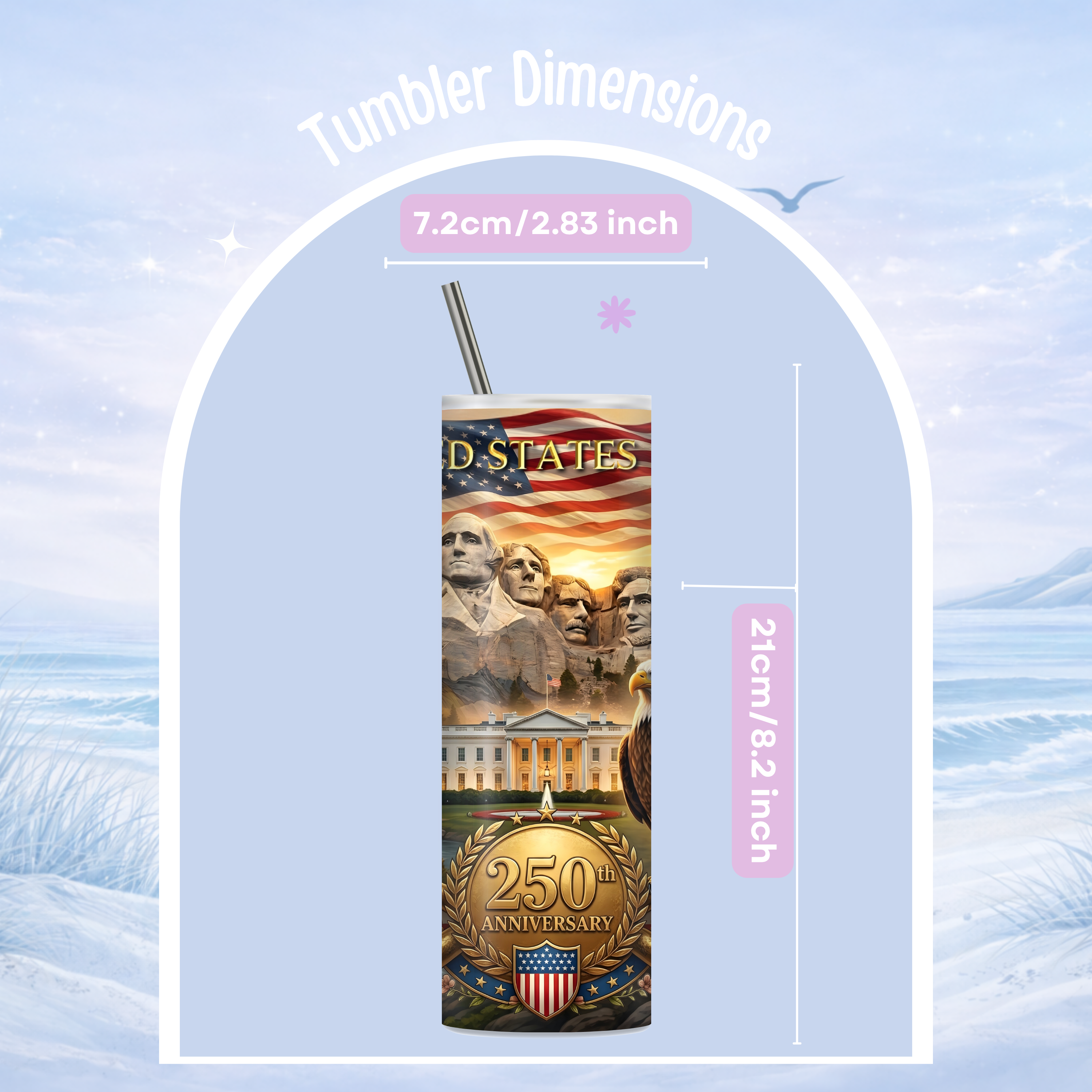 Fourth of July USA landmarks tumbler patriotic drinkware