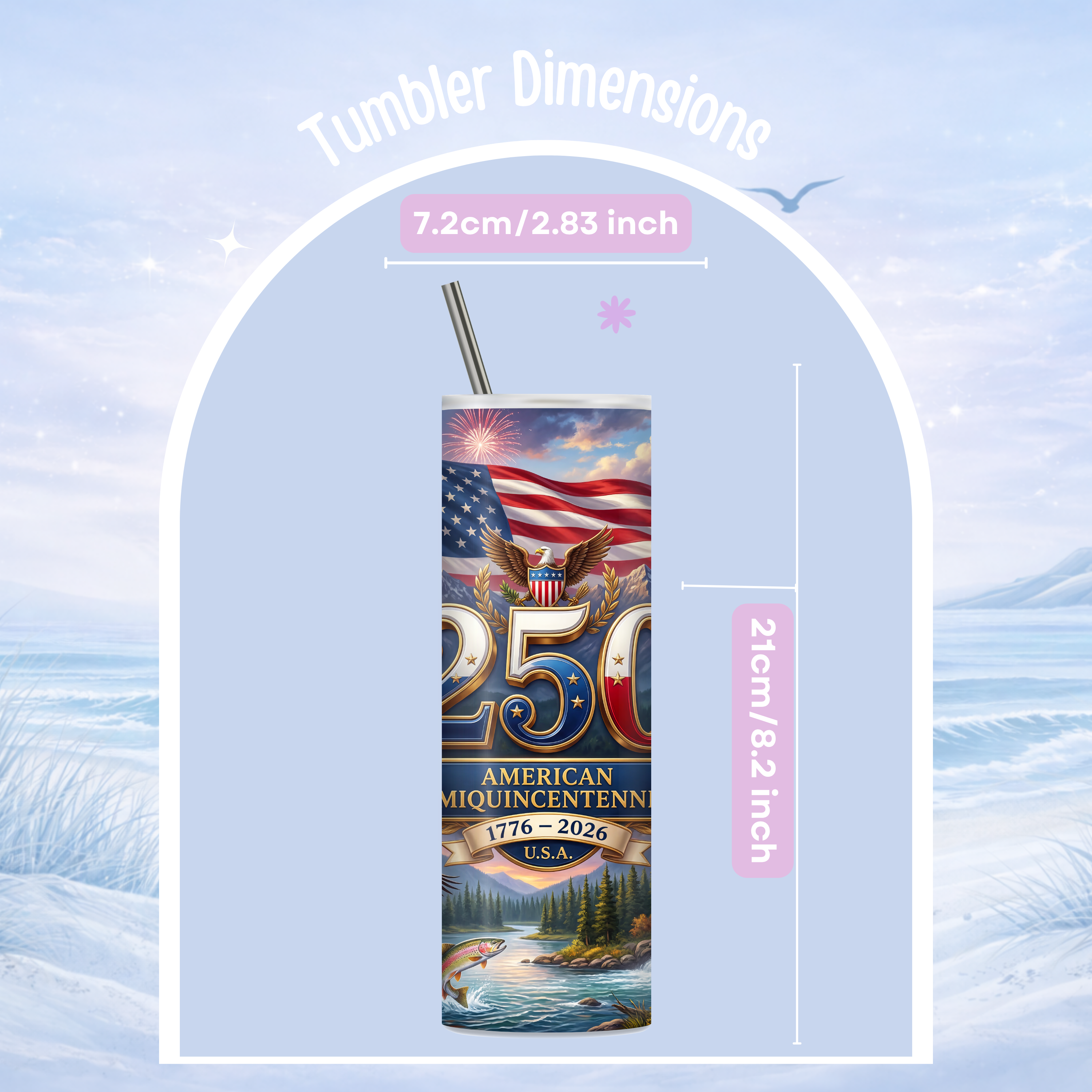 Fourth of July scenic USA tumbler patriotic drinkware