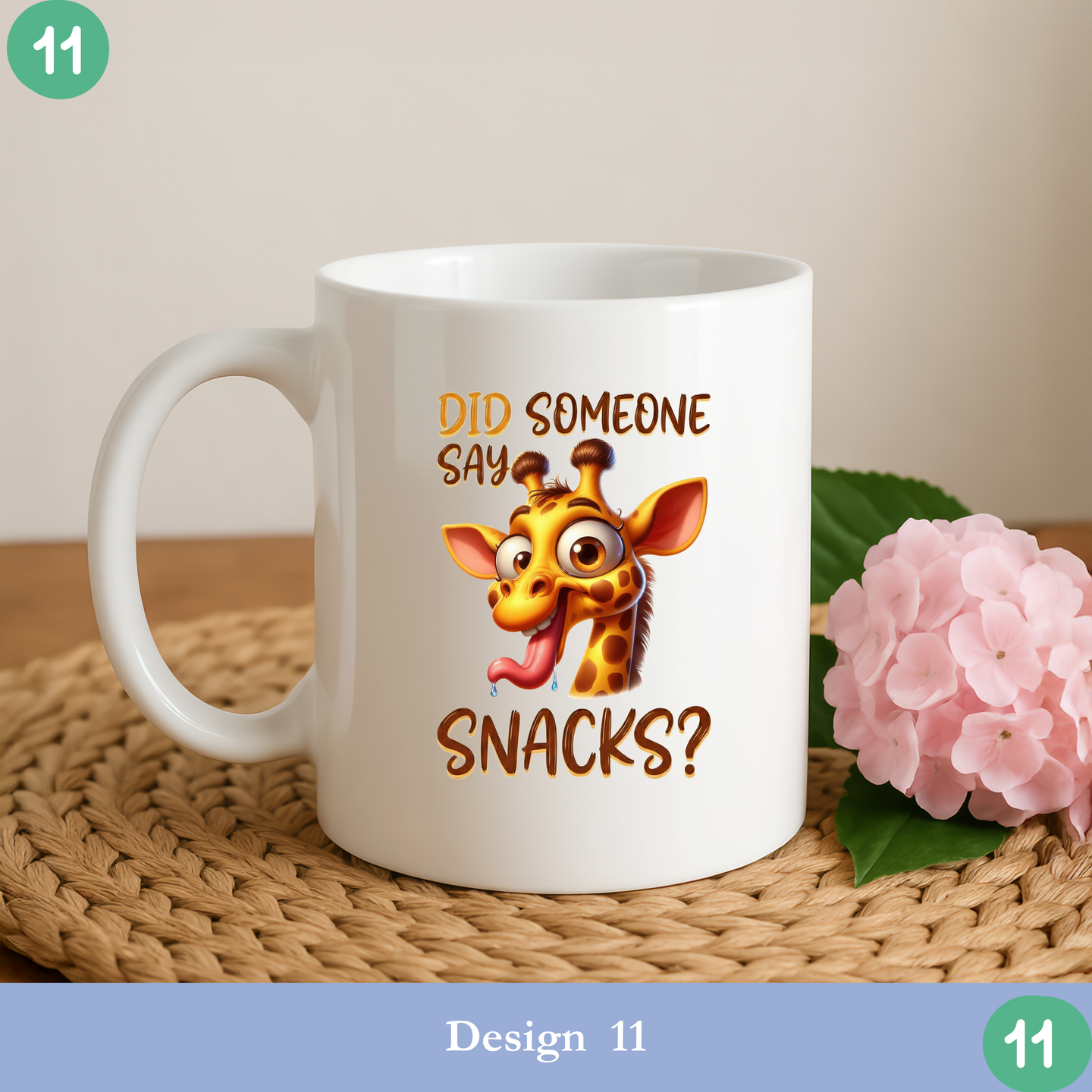 Funny giraffe mug did someone say snacks cute funny animal coffee mug