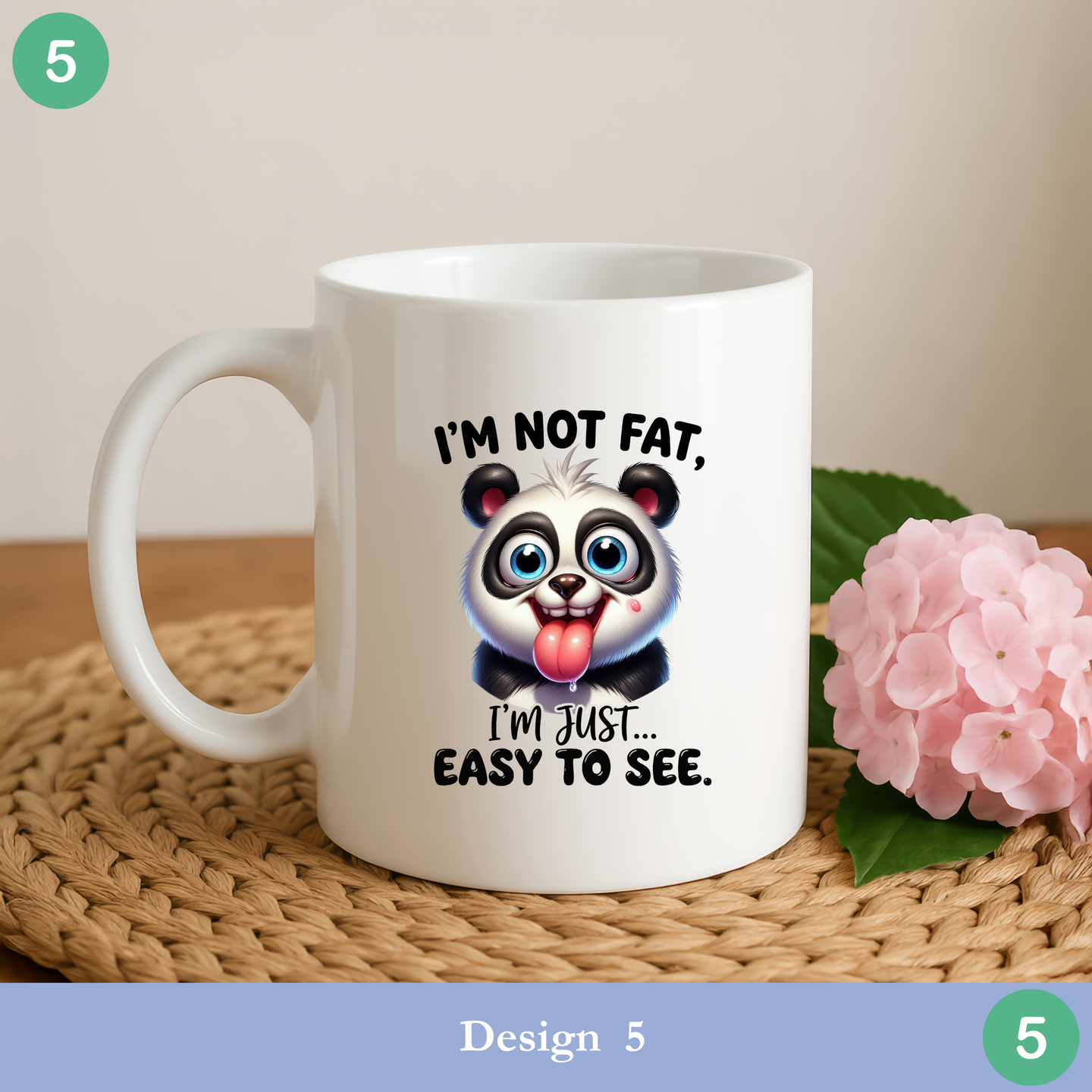 Funny panda mug not fat easy to see sarcastic panda coffee mug