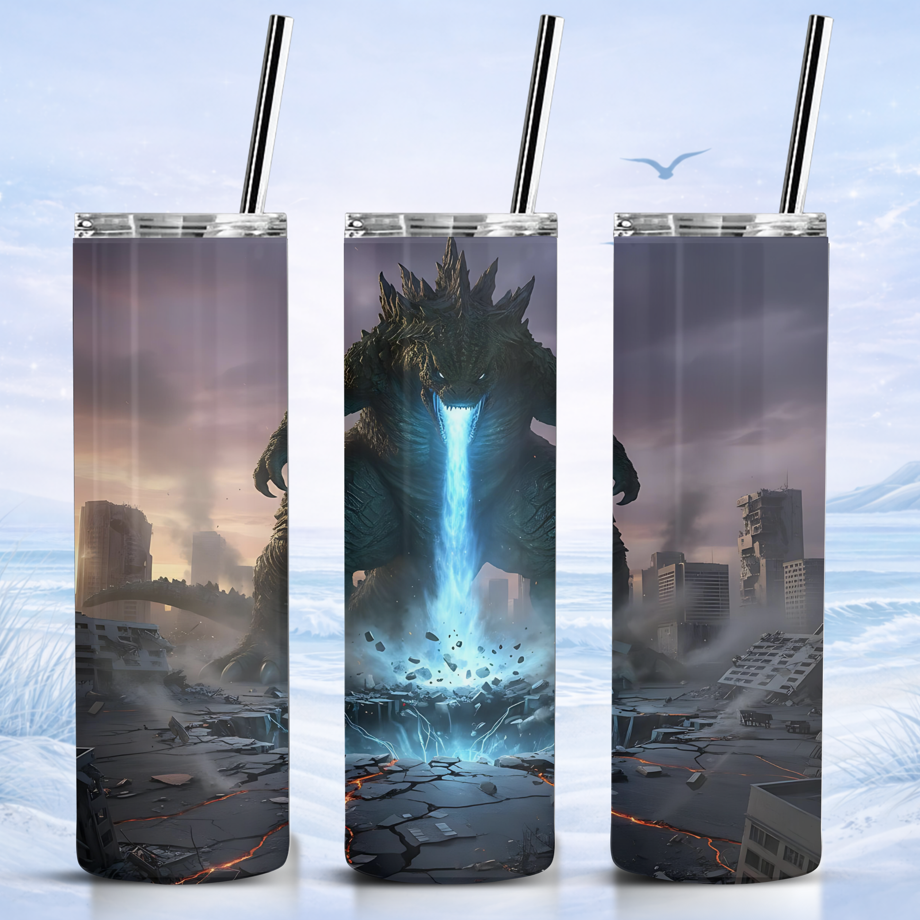 godzilla tumbler atomic breath design