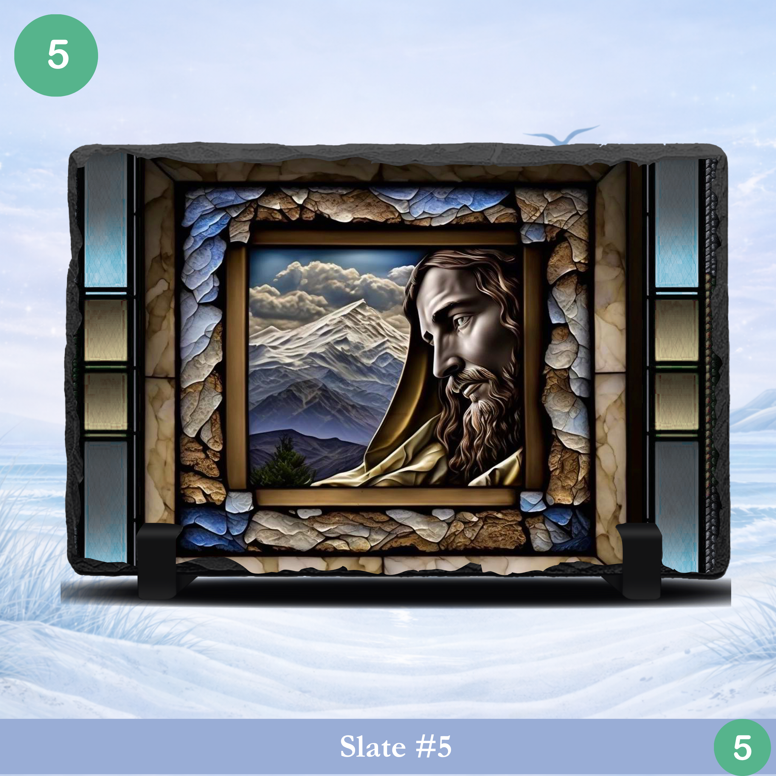 Jesus portrait mountain slate art