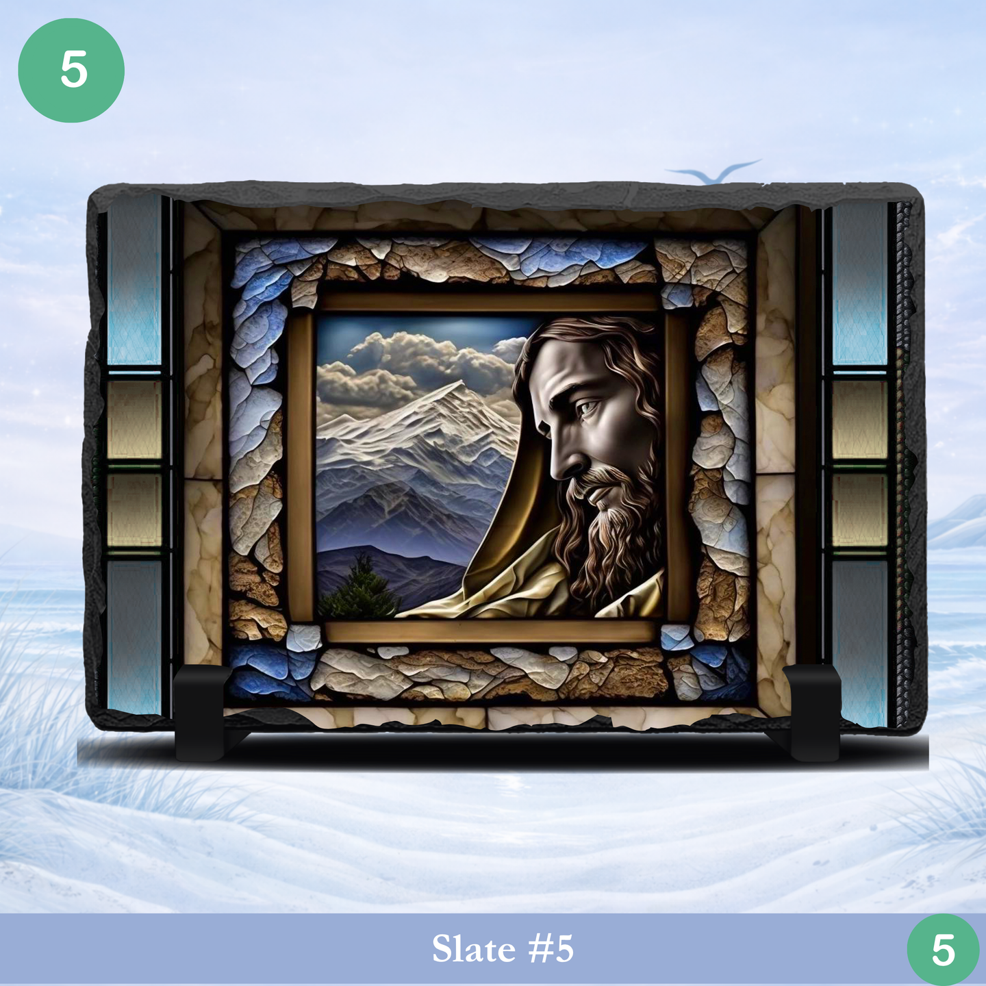 Jesus portrait mountain slate art