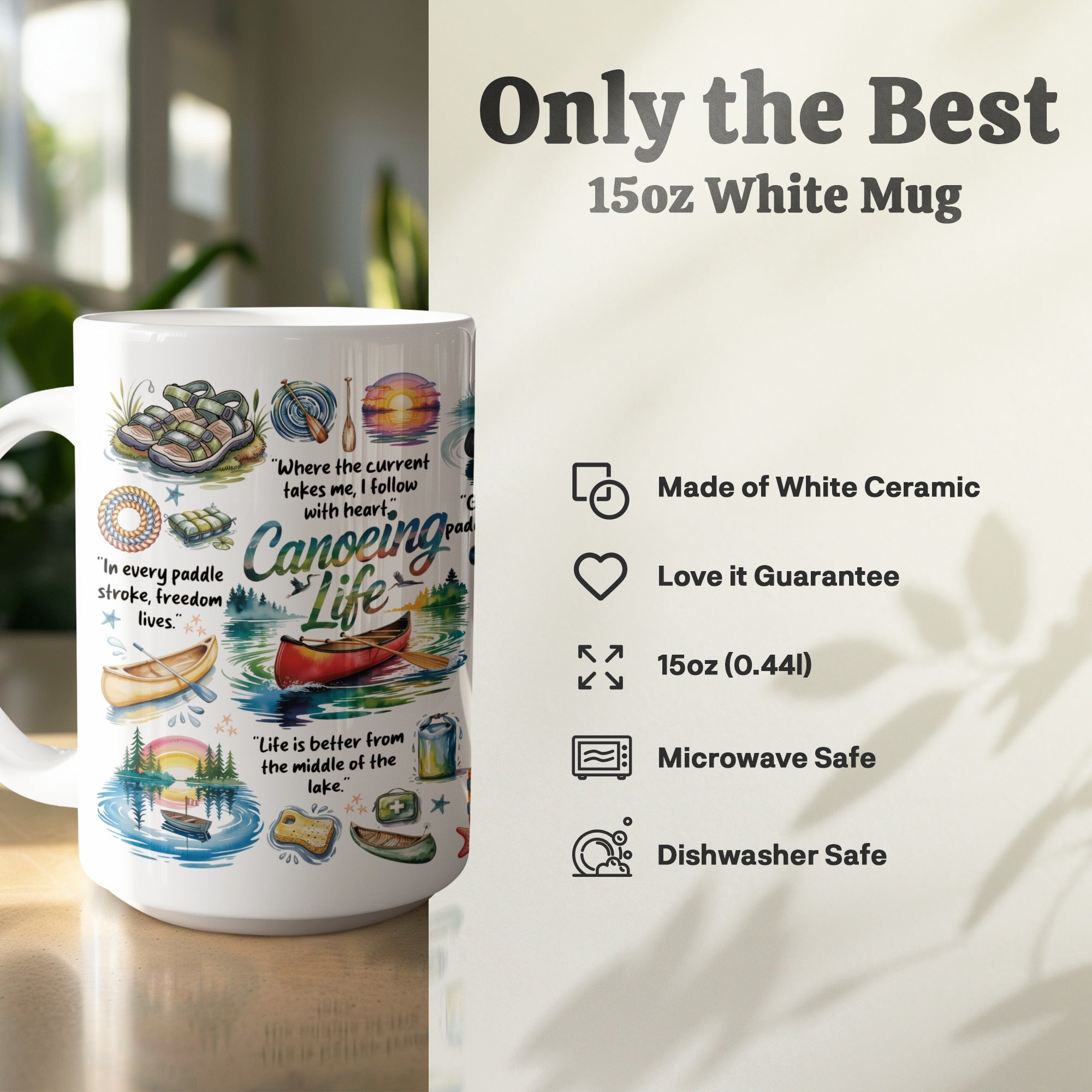 Lake life canoe mug for nature lovers and paddlers