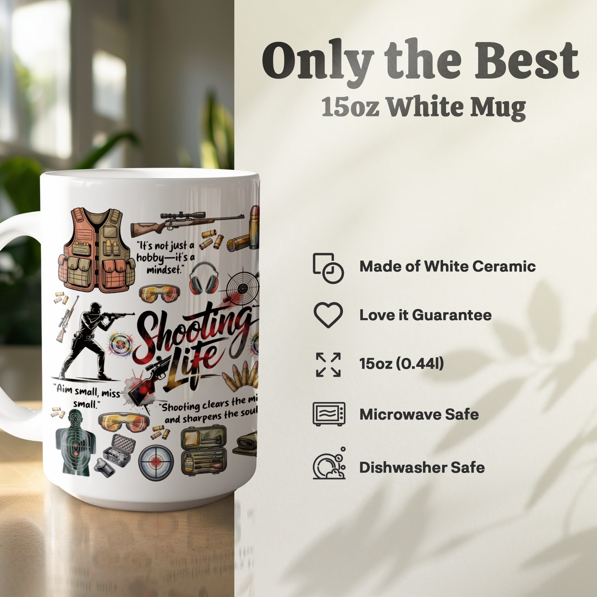 Marksman mug with target practice and precision theme
