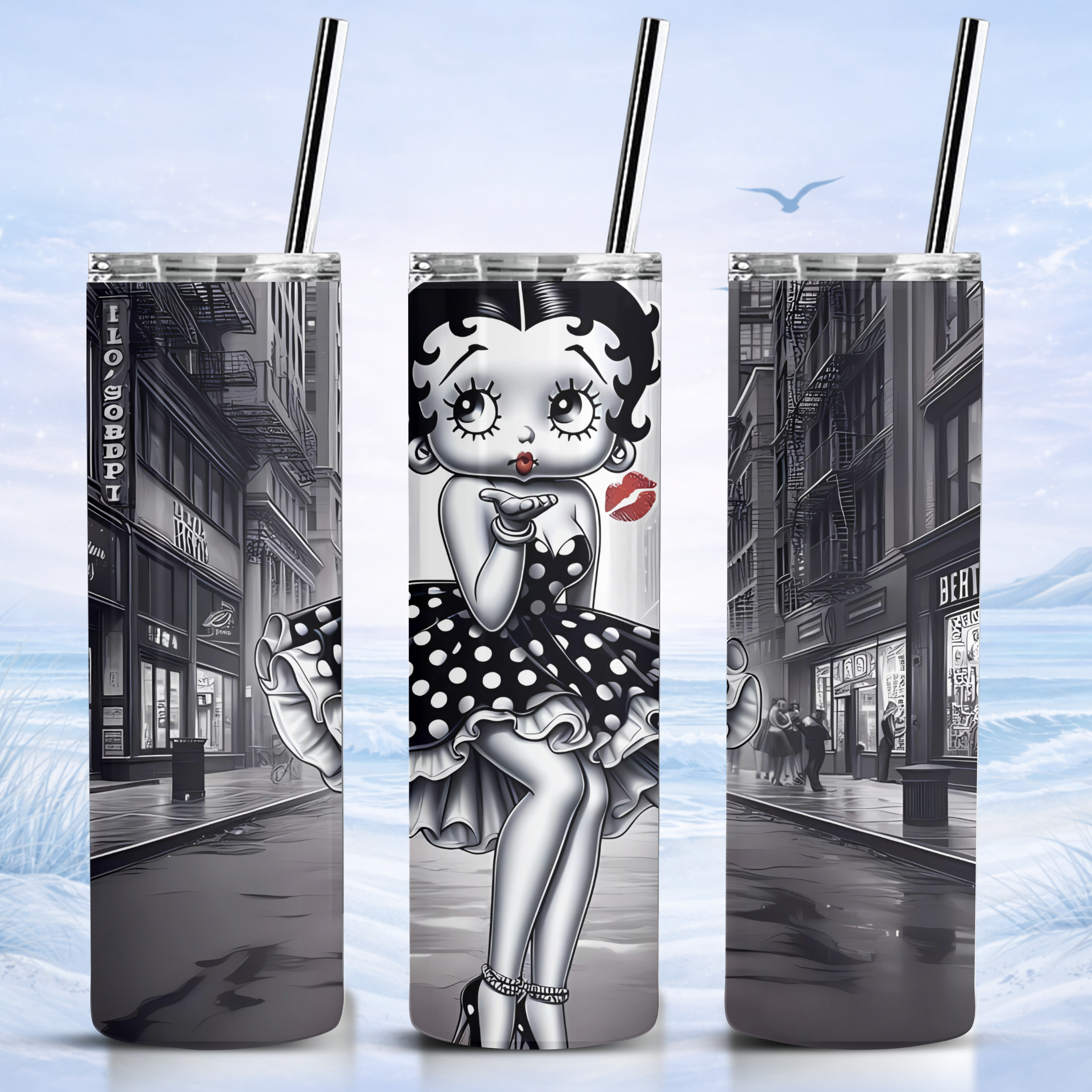 retro Betty Boop tumbler black white design