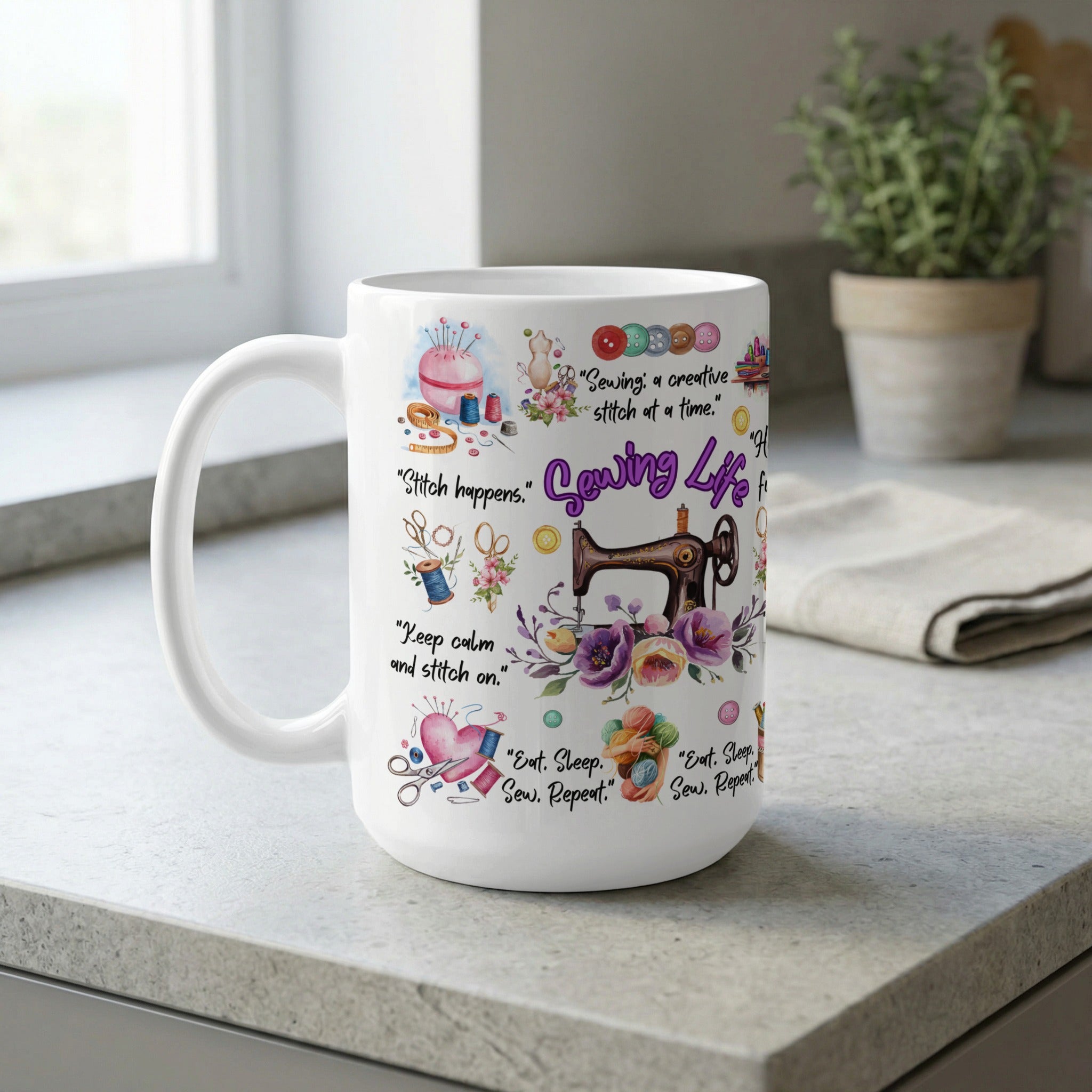 Seamstress gift mug for sewing and crafting enthusiasts