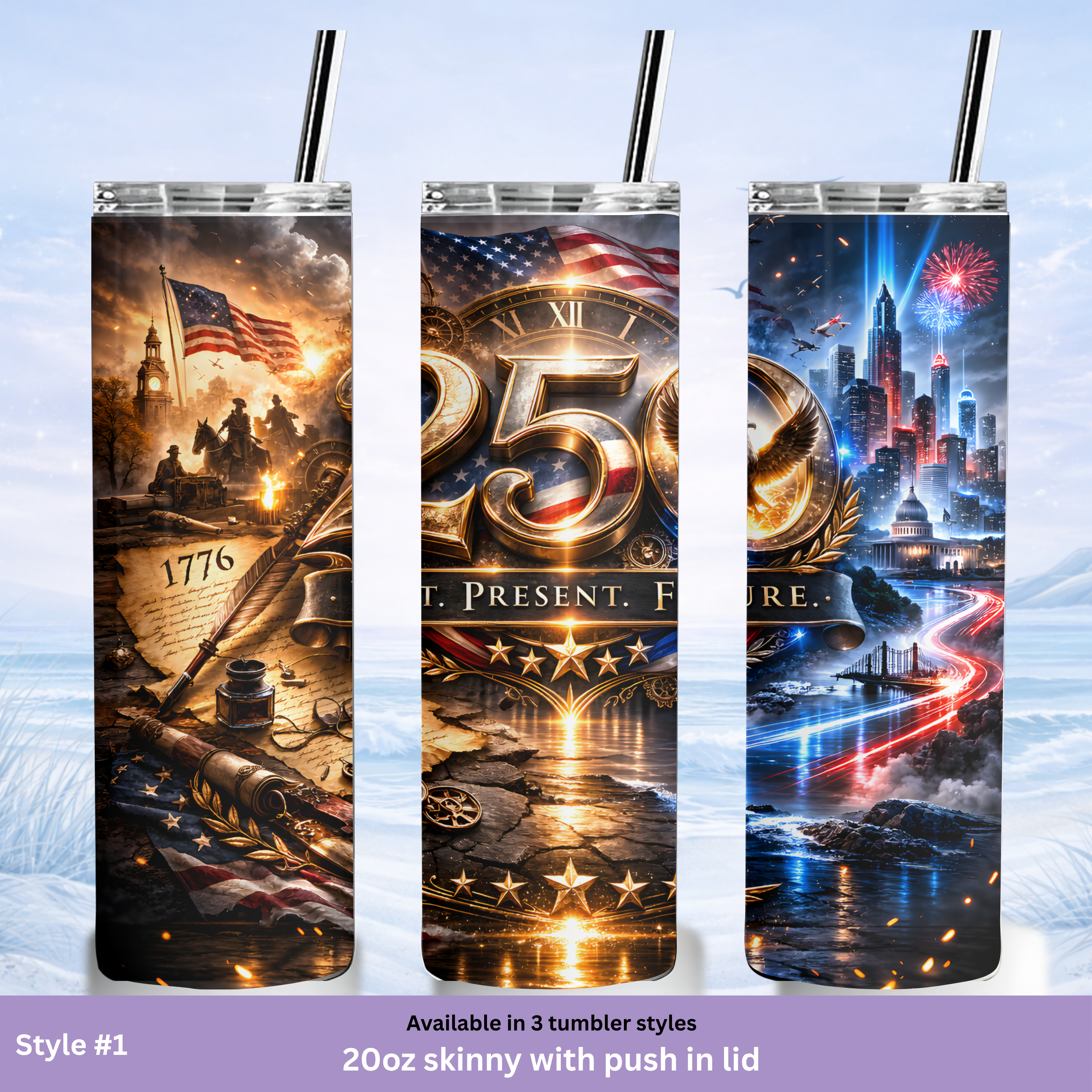 USA 1776 2026 anniversary patriotic travel tumbler