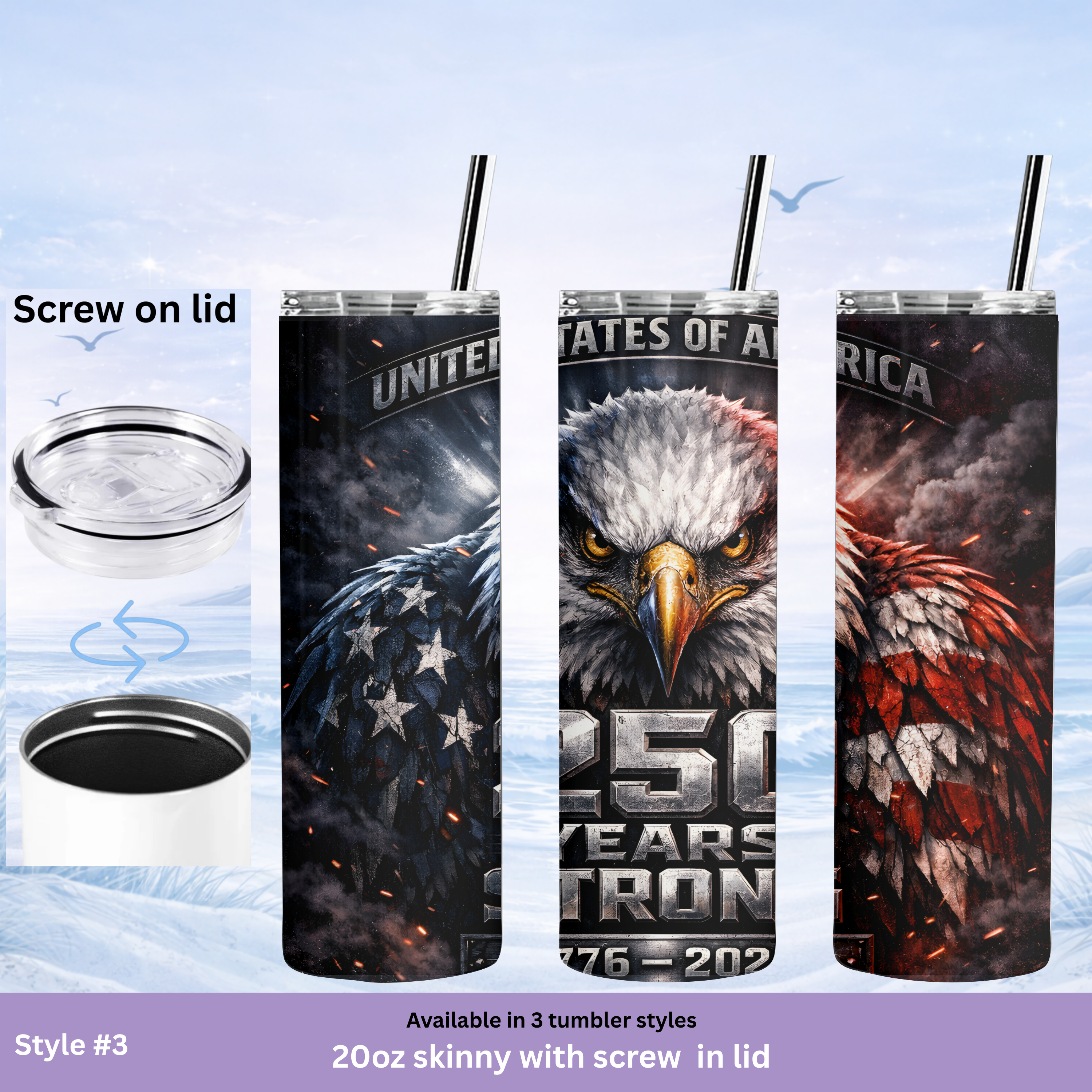 USA 1776 2026 eagle stainless steel tumbler