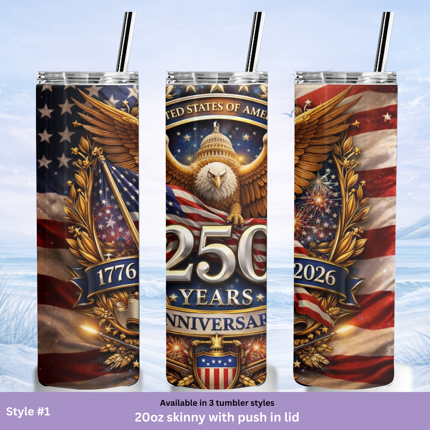 USA 250 celebration tumbler American heritage collectible cup