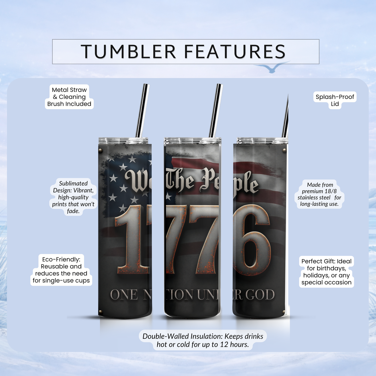 USA 250 years tumbler we the people one nation under god design