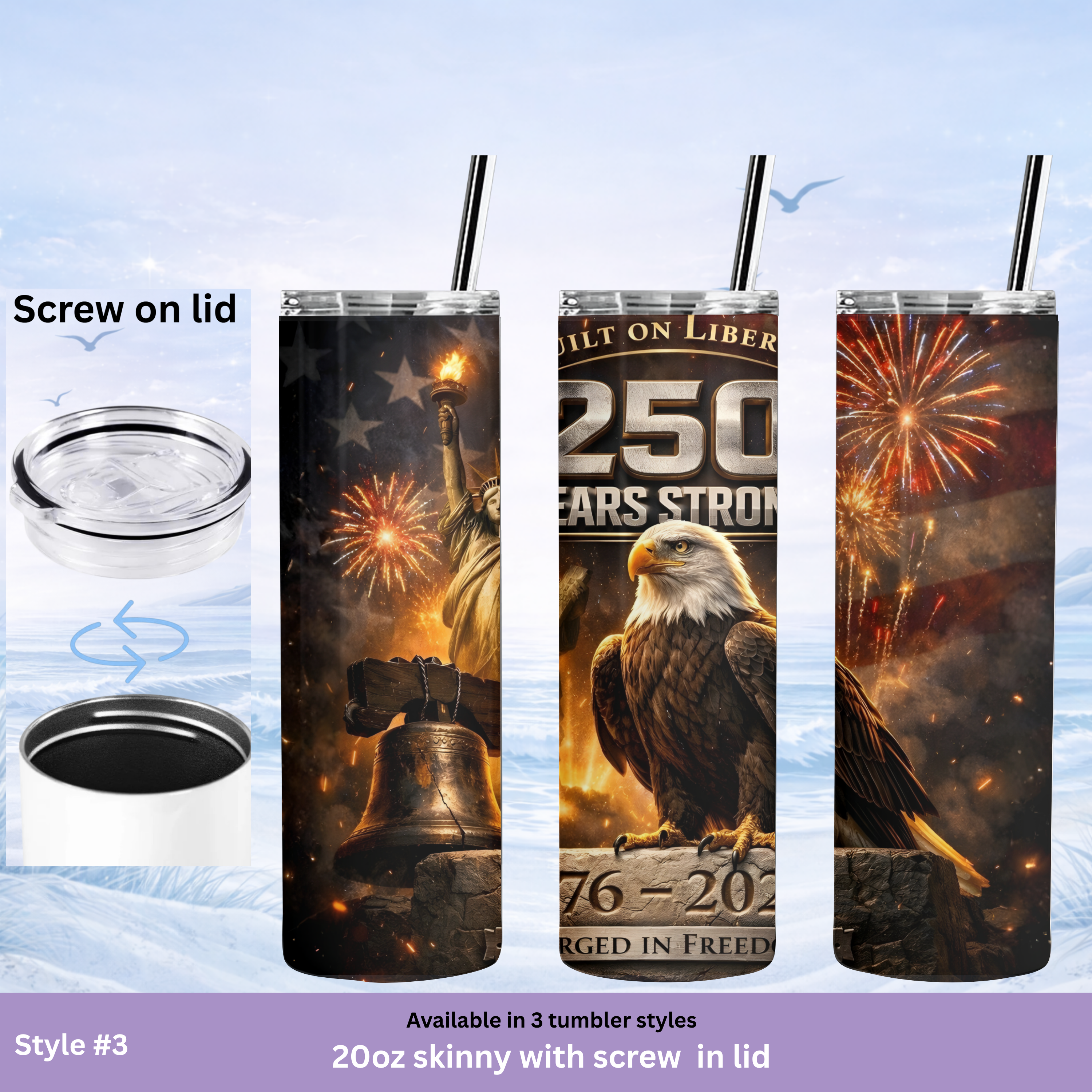 USA anniversary tumbler strong eagle freedom themed design