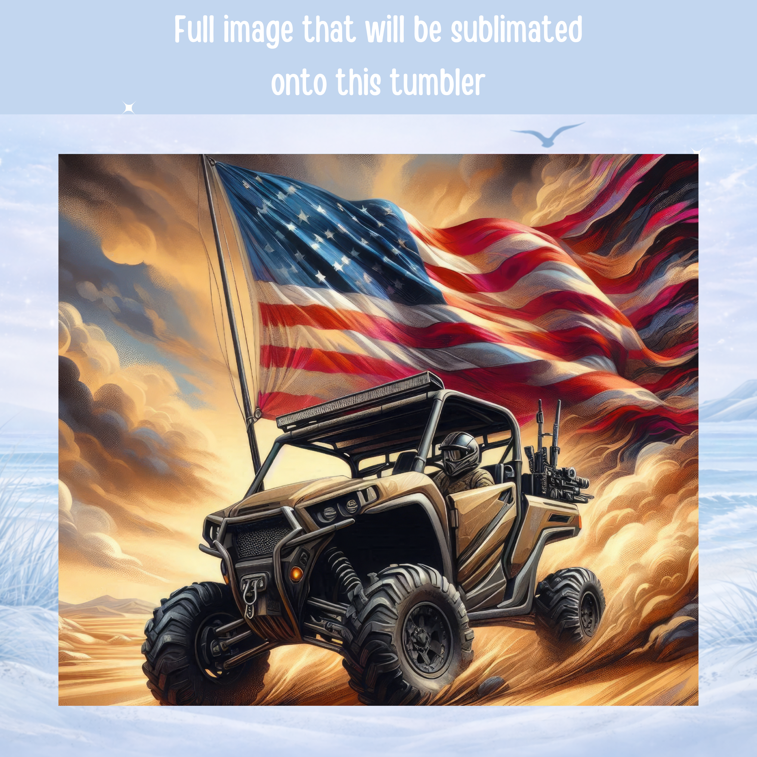 USA flag off road tumbler 20 oz stainless steel insulated cup