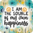 I AM THE SOURCE of my own happiness text with smiling sun icons.