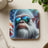 Yeti wearing sunglasses reflecting a forest scene against an American flag.