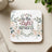 Coaster with "Be the Light Matthew 5:14" and festive string lights.