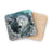 Wolf emerging from destroyed wall under a full moon, set of coasters.