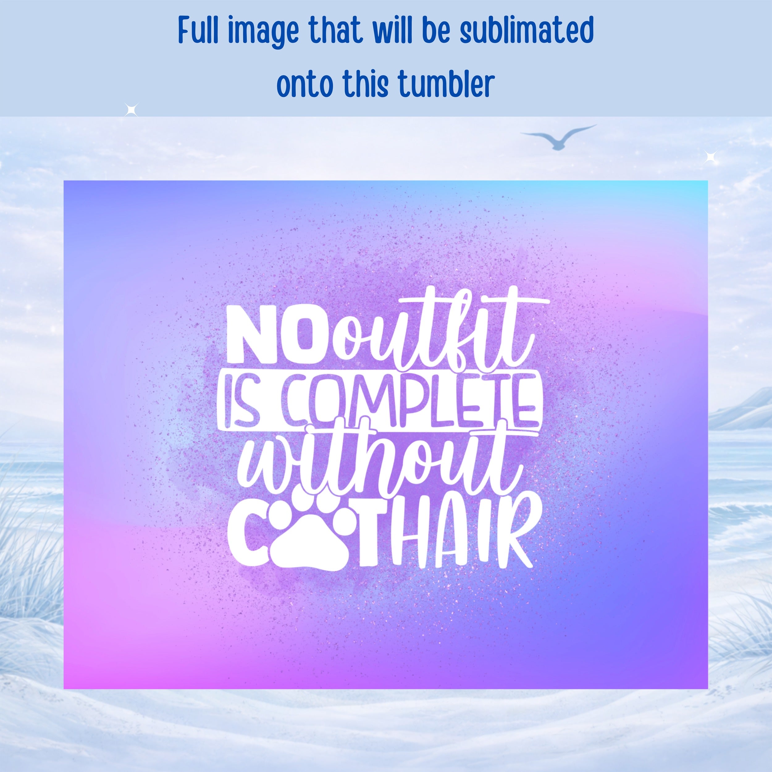 No outfit is complete without a cat's hair graphic on a gradient background.