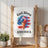 Ice cream cone with American flag design on white towel.