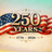 250 Years 1776 - 2026 text with American flag ribbon and stars.