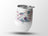 White tumbler with watercolor dragonflies and floral design.