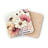 Coasters with pink and white cosmos flowers and "love grows here" text.