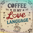 Coffee is my love language with a steaming mug illustration.