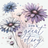 White, purple, and blue daisies with text "live a great story."