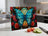 Stained glass cutting board with blue butterfly and floral border.
