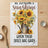 Watering can overflowing with sunflowers with text "Be someone's sunshine when their skies are gray."