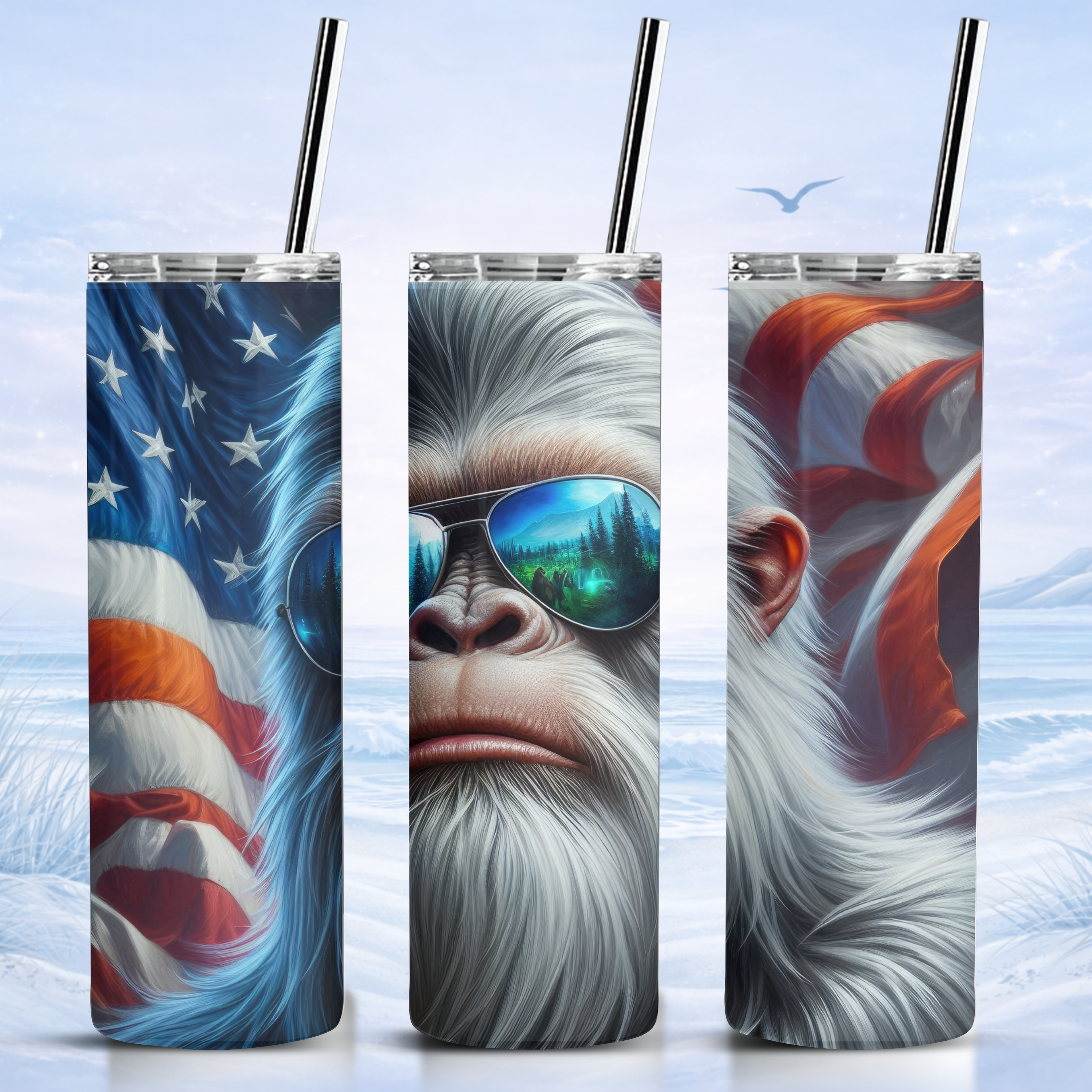 american bigfoot tumbler forest reflection sunglasses